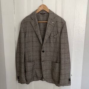 LBM 1911 Sport Coat Gray/Brown Plaid 44R